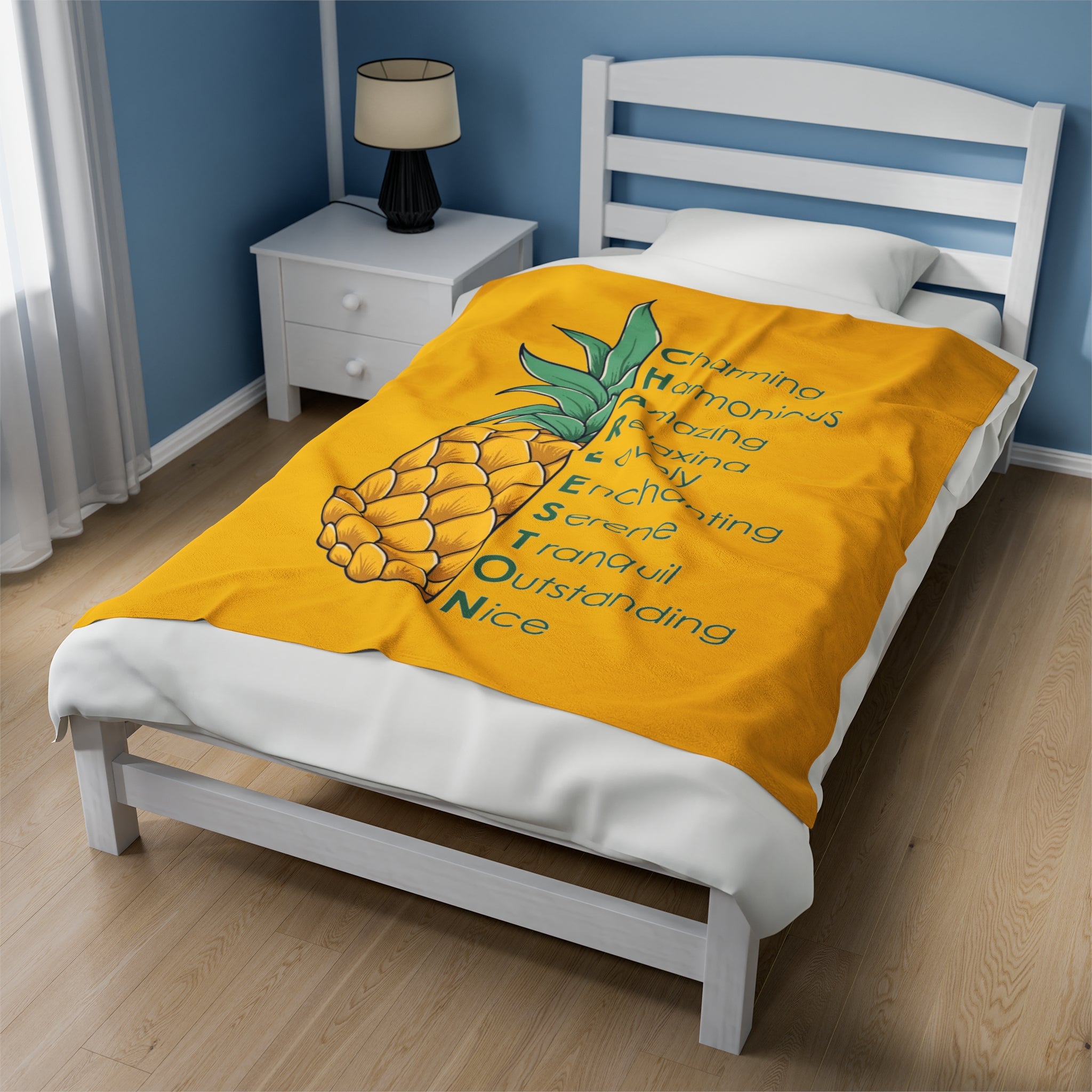 Velveteen Plush Blanket-Pineapple