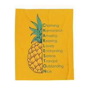 Velveteen Plush Blanket-Pineapple